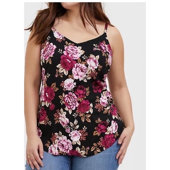 torrid Tops - Torrid New Essential Cami Black Purple Womens 3 Floral Rayon Tank‎ Camisole 3X